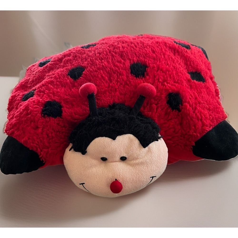 Pillow Pets Ms Ladybug Plush Folding Pillow Stuffed Animal Red Black Washable